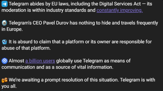Pháp và Telegram chính thức lên tiếng về vụ bắt giữ CEO Pavel Durov