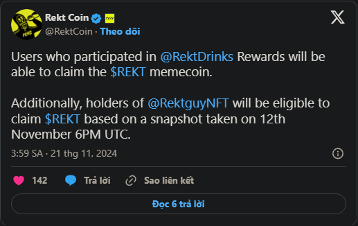 Rekt Drink gây bão, Rekt Coin ra mắt kèm chương trình airdrop